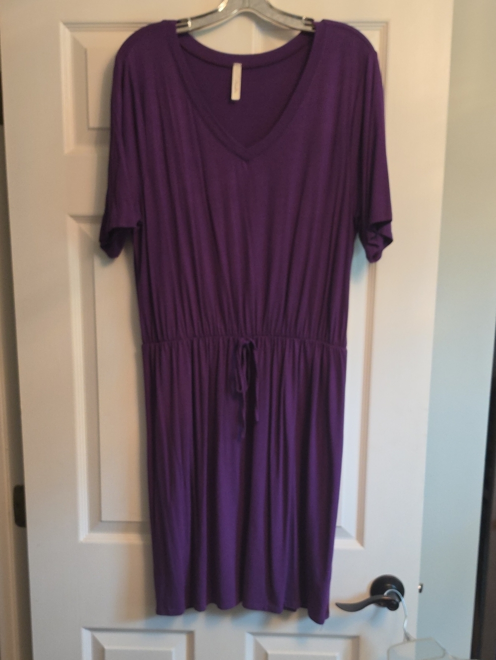 Celeste Purple V‑Neck Midi Dress with Drawstring Waist NWOT